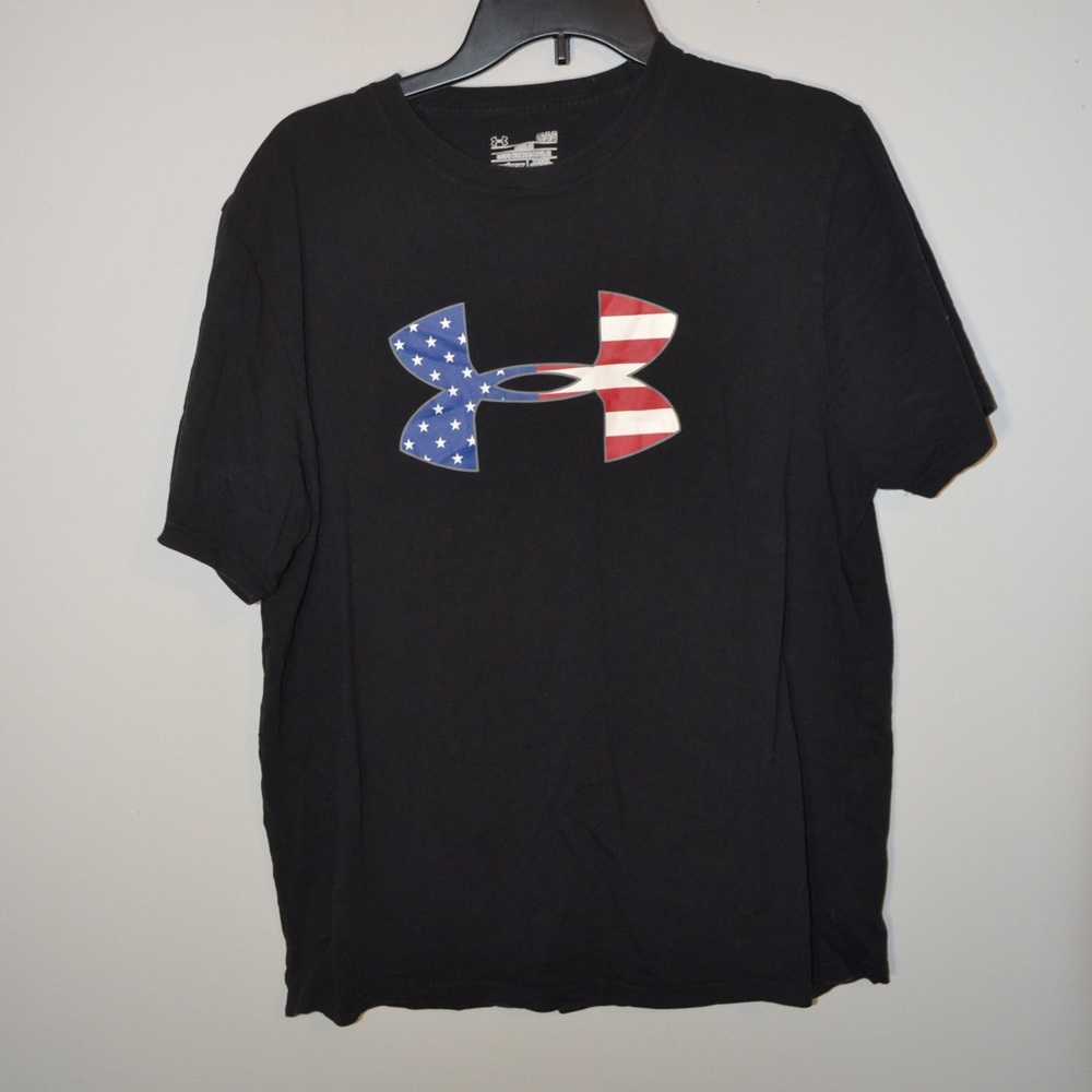 MENS AMERICAN FLAG BLACK UNDER ARMOUR GRAPHIC TEE